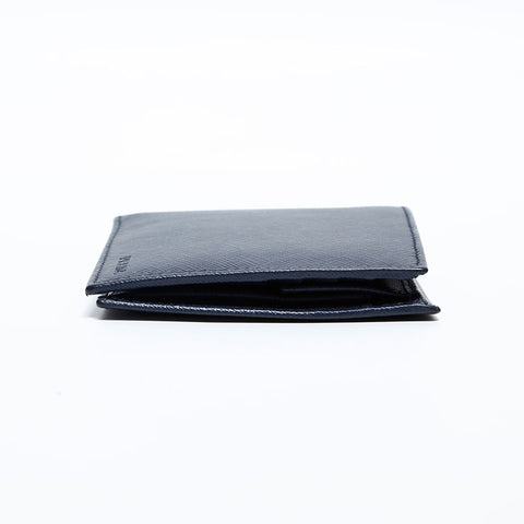 PRADA Logo Safiano Bifold Wallet Navy WS20191