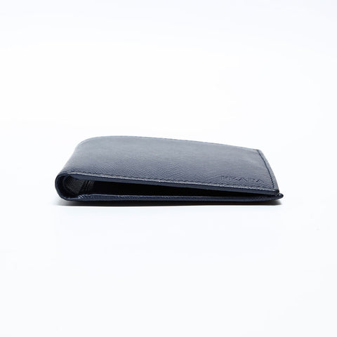 PRADA Logo Safiano Bifold Wallet Navy WS20191
