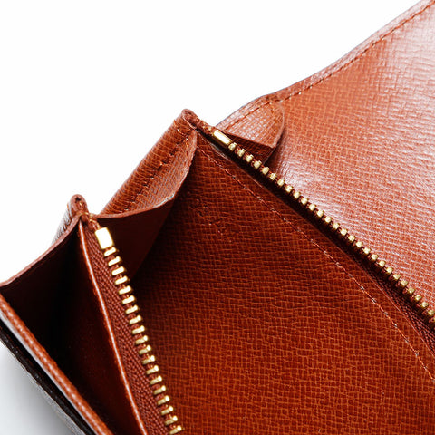 LOUIS VUITTON Porto Monnaie Pied Tresor Monogram Bifold Wallet Brown WS20192