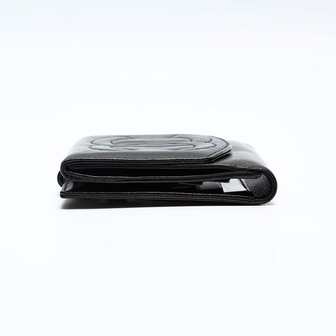 CHANEL No. 3 Lambskin COCO Mark 1994-1996 Bifold Wallet black WS20193