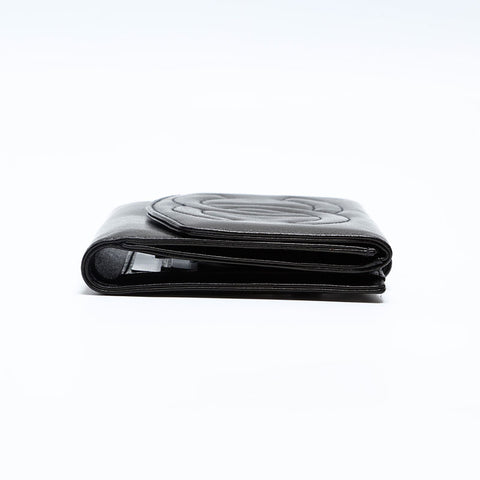 CHANEL No. 3 Lambskin COCO Mark 1994-1996 Bifold Wallet black WS20193