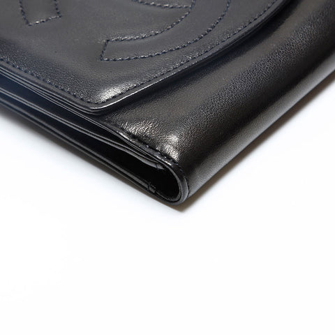CHANEL No. 3 Lambskin COCO Mark 1994-1996 Bifold Wallet black WS20193