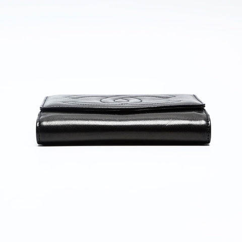CHANEL No. 3 Lambskin COCO Mark 1994-1996 Bifold Wallet black WS20193