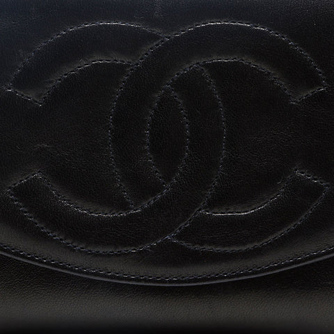 CHANEL No. 3 Lambskin COCO Mark 1994-1996 Bifold Wallet black WS20193