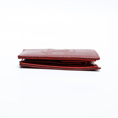 CHANEL No.6 Caviar Skin COCO Mark 2000-2002 Bifold Wallet Red WS20195