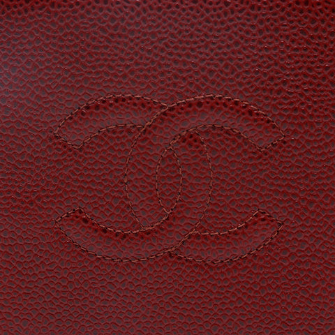 CHANEL No.6 Caviar Skin COCO Mark 2000-2002 Bifold Wallet Red WS20195