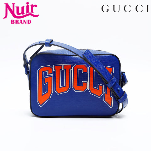 GUCCI Leather Logo Camera Bag Shoulder Bag blue WS20197