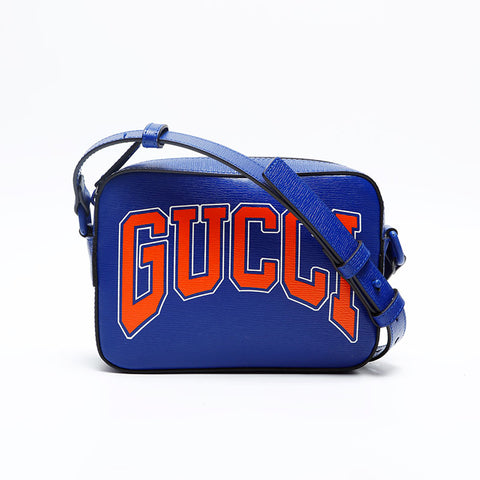 GUCCI Leather Logo Camera Bag Shoulder Bag blue WS20197