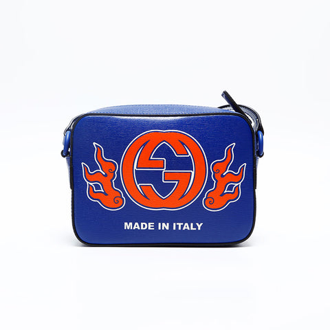 GUCCI Leather Logo Camera Bag Shoulder Bag blue WS20197