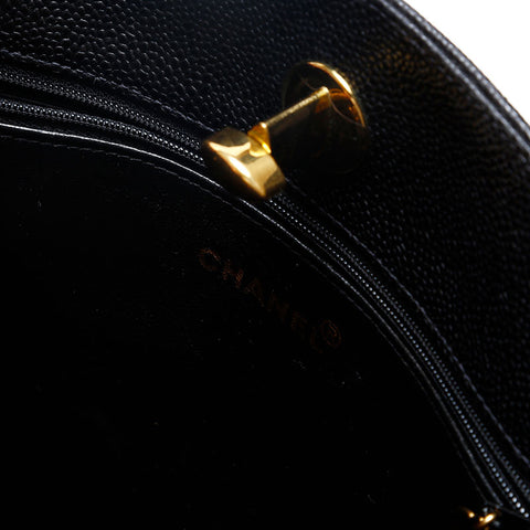 CHANEL Caviar Skin Tote No. 3 Chain 1994-1995 Shoulder Bag black WS20198
