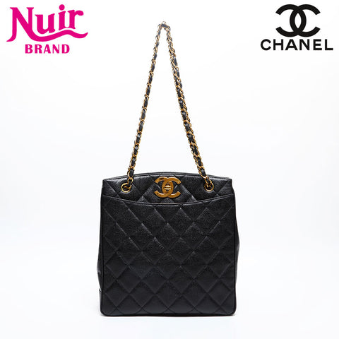 CHANEL Caviar Skin Tote No. 3 Chain 1994-1995 Shoulder Bag black WS20198