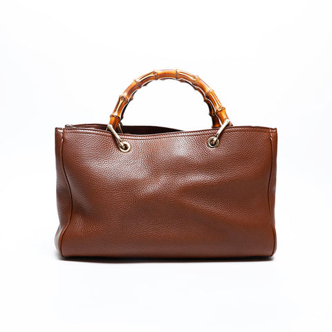 GUCCI Bamboo leather Shoulder Bag Brown WS20199