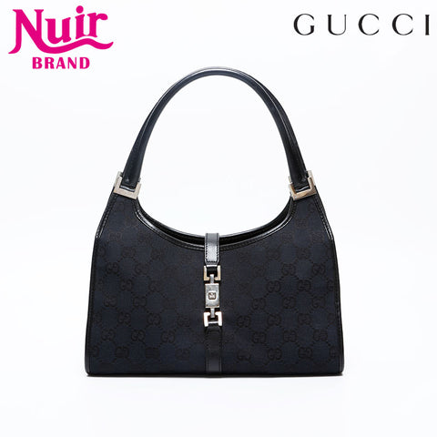 美品 GUCCI ジャッキー ハンドバッグ オールレザー ブラック