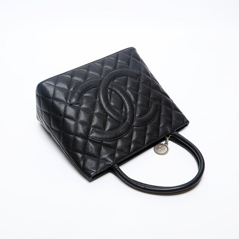 CHANEL 10th Series 2005-2006 Medallion Caviar Skin Replica Tote Tote Bag black WS20204