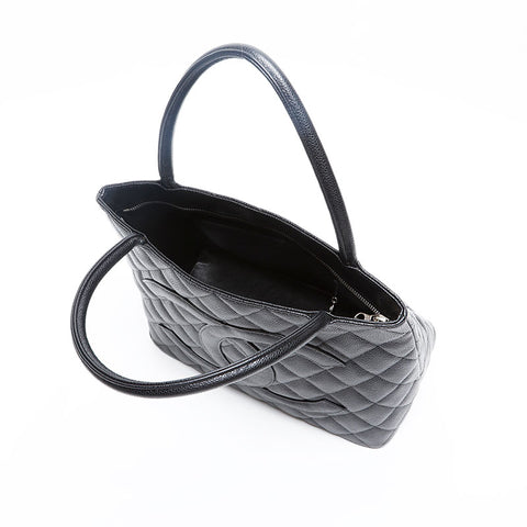 CHANEL 10th Series 2005-2006 Medallion Caviar Skin Replica Tote Tote Bag black WS20204