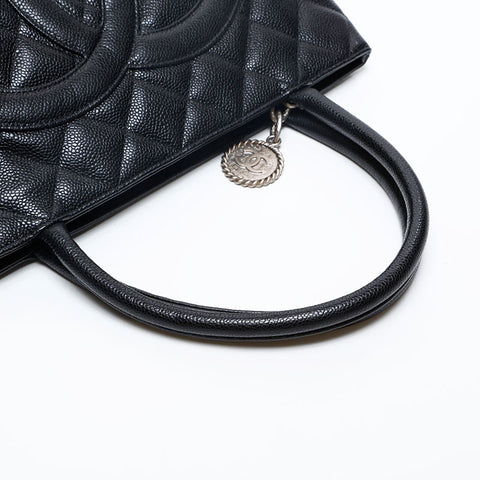 CHANEL 10th Series 2005-2006 Medallion Caviar Skin Replica Tote Tote Bag black WS20204