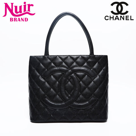 CHANEL 10th Series 2005-2006 Medallion Caviar Skin Replica Tote Tote Bag black WS20204