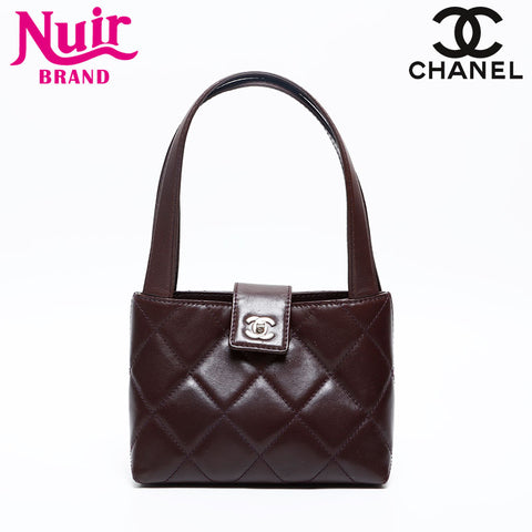 シャネル CHANEL 6番台 2000-2002 マトラッセ ラムスキン ハンドバッグ ブラウン WS20207