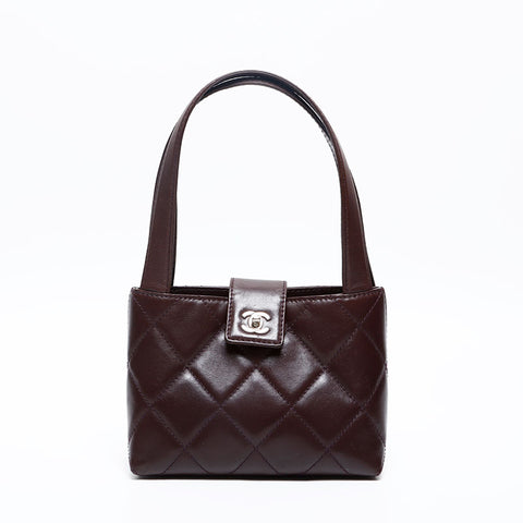 シャネル CHANEL 6番台 2000-2002 マトラッセ ラムスキン ハンドバッグ ブラウン WS20207