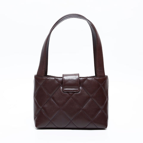 シャネル CHANEL 6番台 2000-2002 マトラッセ ラムスキン ハンドバッグ ブラウン WS20207