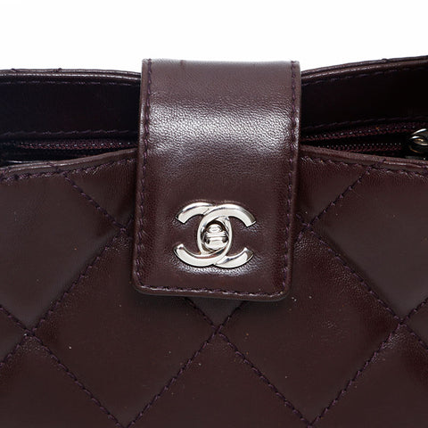 シャネル CHANEL 6番台 2000-2002 マトラッセ ラムスキン ハンドバッグ ブラウン WS20207