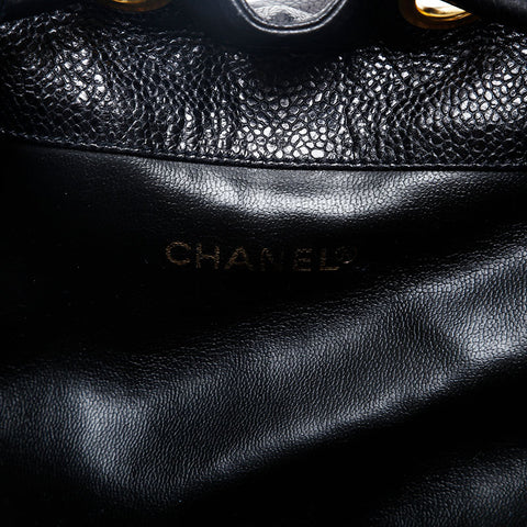 CHANEL No. 2 1991-1994 Caviar Skin COCO Mark Backpack Â· Daypack black WS20209