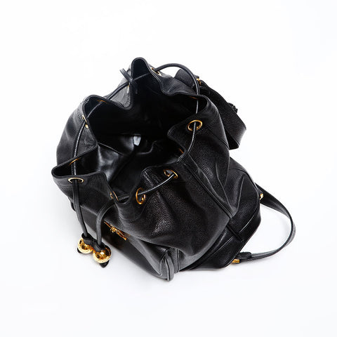 CHANEL No. 2 1991-1994 Caviar Skin COCO Mark Backpack Â· Daypack black WS20209