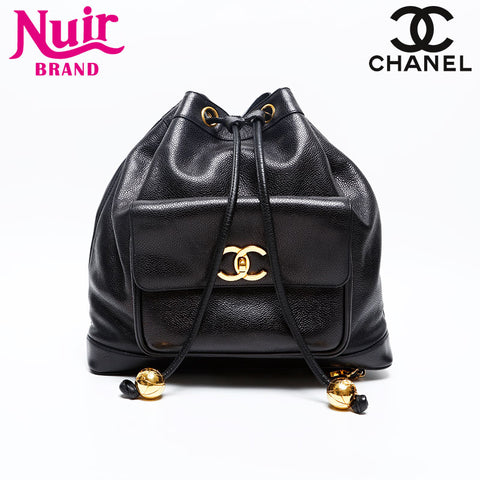CHANEL No. 2 1991-1994 Caviar Skin COCO Mark Backpack Â· Daypack black WS20209