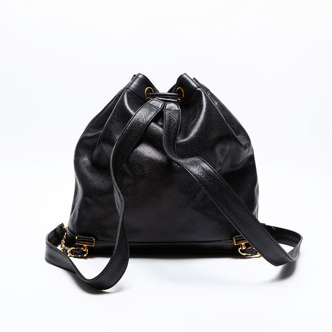 CHANEL No. 2 1991-1994 Caviar Skin COCO Mark Backpack Â· Daypack black WS20209