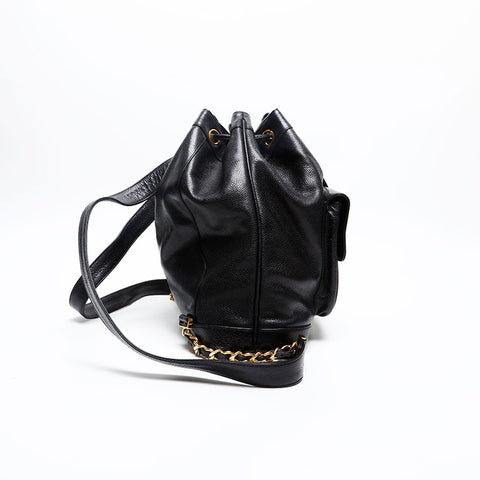 CHANEL No. 2 1991-1994 Caviar Skin COCO Mark Backpack Â· Daypack black WS20209