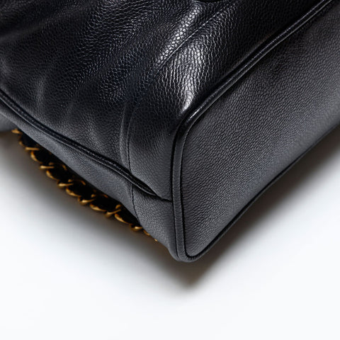 CHANEL No. 2 1991-1994 Caviar Skin COCO Mark Backpack Â· Daypack black WS20209