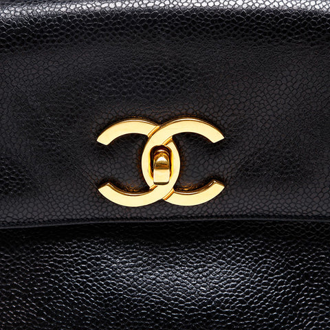 CHANEL No. 2 1991-1994 Caviar Skin COCO Mark Backpack Â· Daypack black WS20209