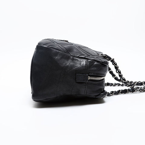 CHANEL No. 11 Wild Stitch Leather 2006-2008 Shoulder Bag black WS20212