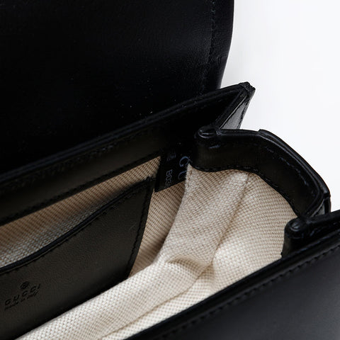 GUCCI Leather Body Bag Bamboo Waist bag black WS20213