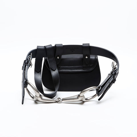 GUCCI Leather Body Bag Bamboo Waist bag black WS20213