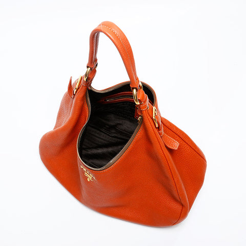 PRADA leather Shoulder Bag Orange WS20214