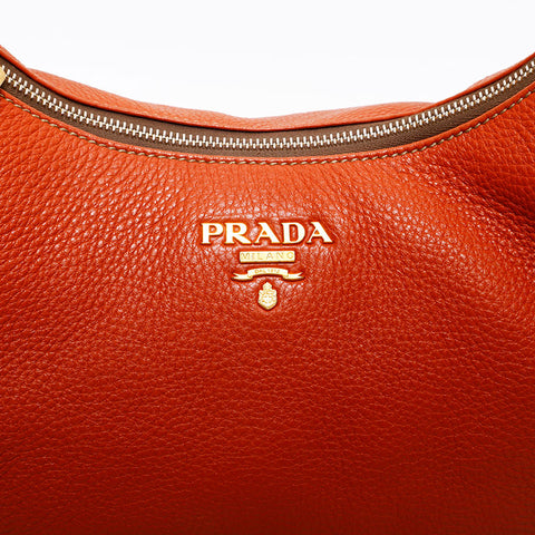 PRADA leather Shoulder Bag Orange WS20214