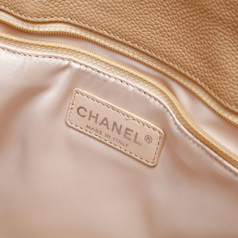 CHANEL No. 17 Caviar Skin GST 2012-2013 COCO Mark Tote Bag Shoulder Bag beige WS20215