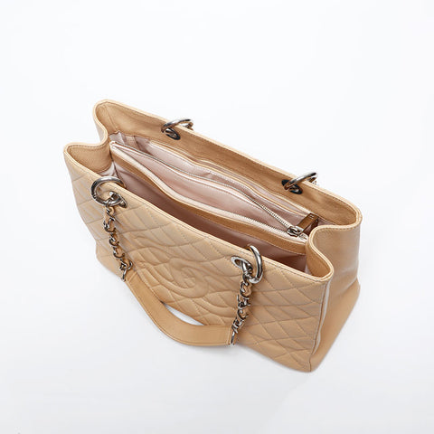 CHANEL No. 17 Caviar Skin GST 2012-2013 COCO Mark Tote Bag Shoulder Bag beige WS20215