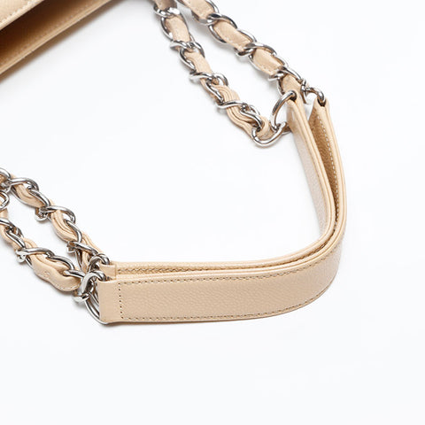 CHANEL No. 17 Caviar Skin GST 2012-2013 COCO Mark Tote Bag Shoulder Bag beige WS20215