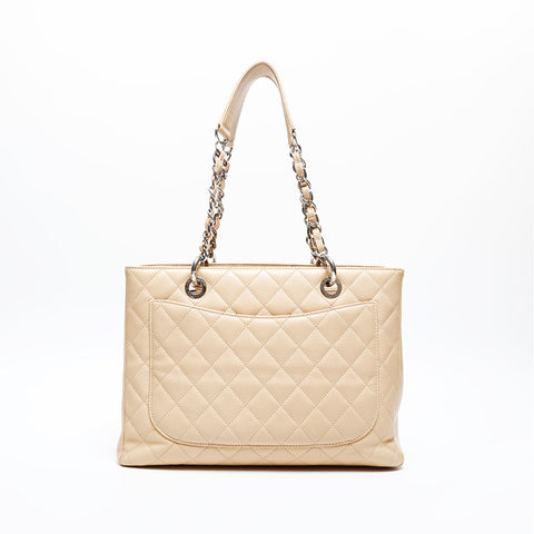 CHANEL No. 17 Caviar Skin GST 2012-2013 COCO Mark Tote Bag Shoulder Bag beige WS20215
