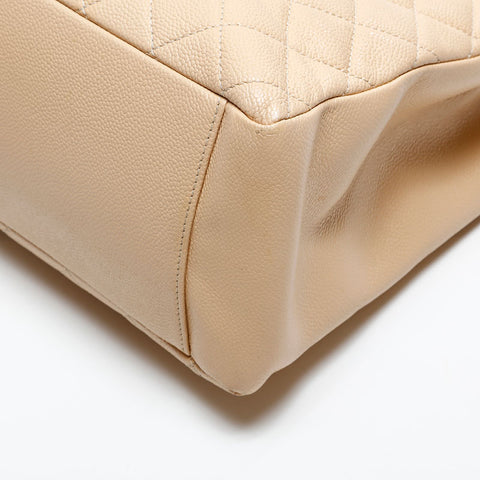 CHANEL No. 17 Caviar Skin GST 2012-2013 COCO Mark Tote Bag Shoulder Bag beige WS20215
