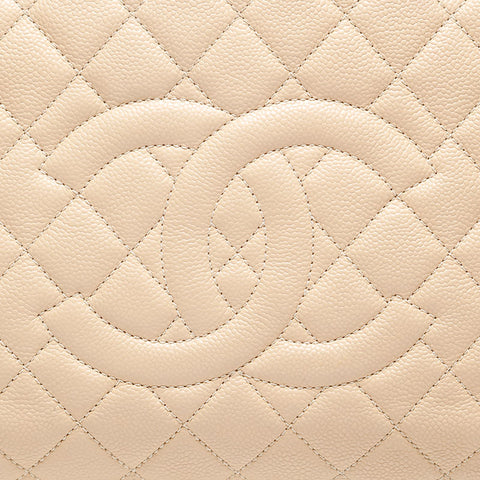 CHANEL No. 17 Caviar Skin GST 2012-2013 COCO Mark Tote Bag Shoulder Bag beige WS20215
