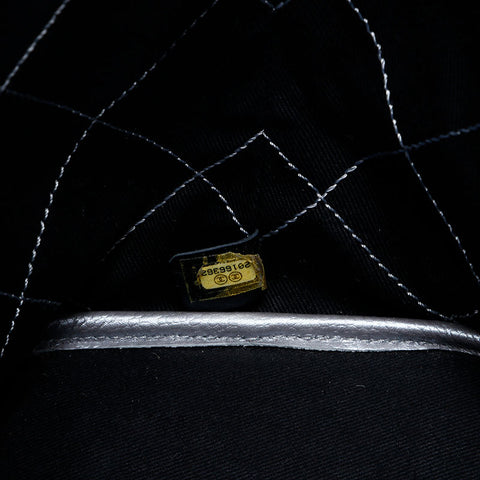 極美品 シャネル CHANEL 20番台 2014-2015 オン ザ ロード キャビアスキン ワイルドステッチ ショルダーバッグ  シルバー WS20216