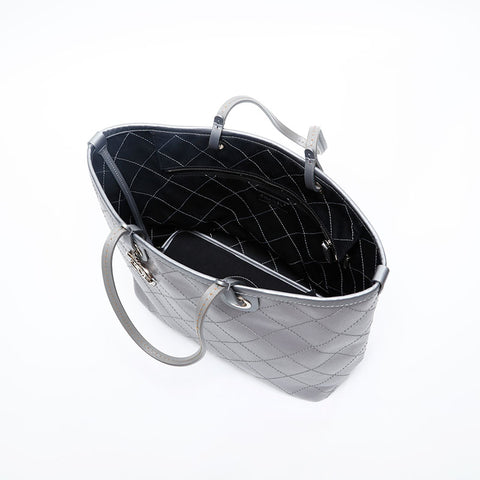 CHANEL 20 series 2014-2015 On the Road Caviar Skin Wild Stitch Shoulder Bag Silver WS20216