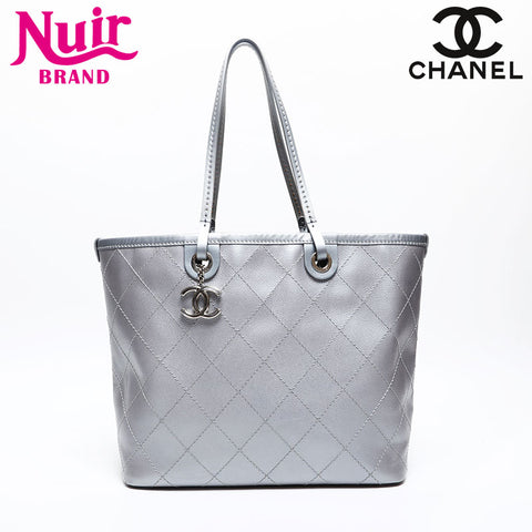 CHANEL 20 series 2014-2015 On the Road Caviar Skin Wild Stitch Shoulder Bag Silver WS20216