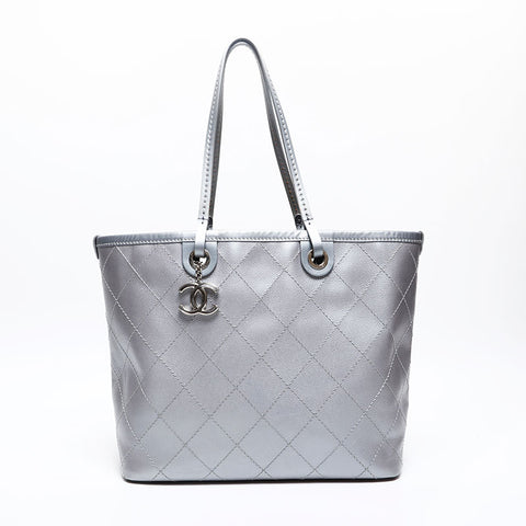 CHANEL 20 series 2014-2015 On the Road Caviar Skin Wild Stitch Shoulder Bag Silver WS20216