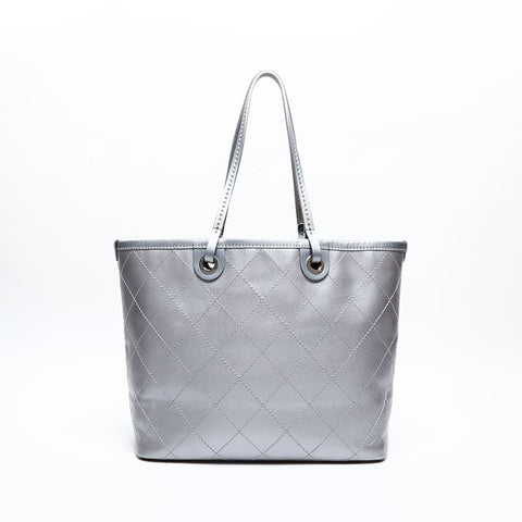 CHANEL 20 series 2014-2015 On the Road Caviar Skin Wild Stitch Shoulder Bag Silver WS20216