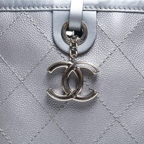 CHANEL 20 series 2014-2015 On the Road Caviar Skin Wild Stitch Shoulder Bag Silver WS20216