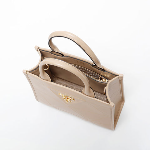 PRADA Symbol Topstitch Handbag beige WS20218
